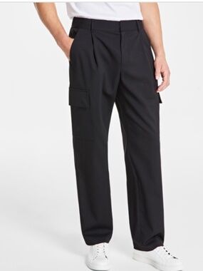 Alfani Men's Refined Cargo Pants, Deep Black  Size 34W-32L NWT